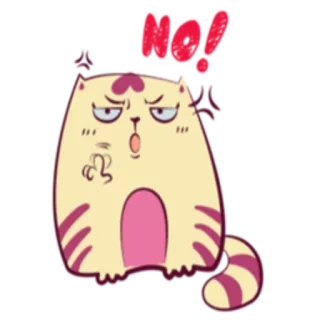 😔 NO! gato, no, animal, lindo, dibujo animado, pegatina telegram sticker