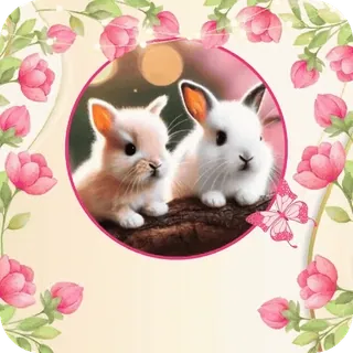 🐰 bunny, rabbits, cute, flowers, butterfly, pink telegram sticker