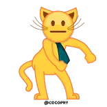🕺 猫, 絵文字, ダンス, ネクタイ, 動物, 漫画, 面白い whatsapp sticker