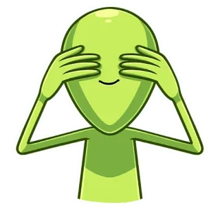 🙈 Alien, Guck Guck, Augen, Grün, Aufkleber telegram sticker