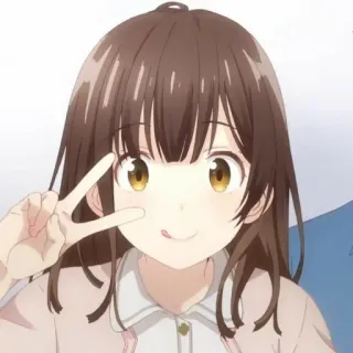 😋 アニメ, 女の子, ピースサイン, かわいい, 漫画 telegram sticker
