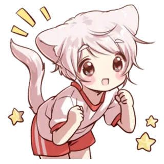 😃 Anime, Chibi, Kawaii, Ragazzo gatto, Carino telegram sticker