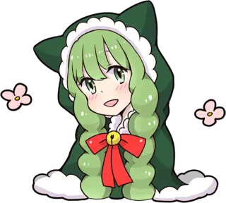 😃 Anime, Kawaii, Lucu, Hijau, Chibi, Kucing, Ilustrasi, Seni telegram sticker
