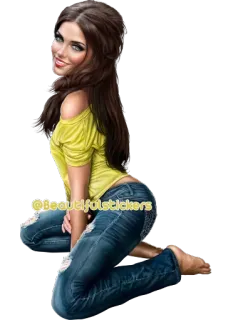 😍 @Beautifulstickers mujer, chica, pegatina, hermosa, vaqueros, top, modelo telegram sticker