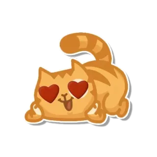 😍 kucing, mata hati, cinta, imut, hewan, oranye, stiker whatsapp sticker