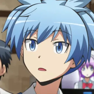 😐 Nagisa Shiota Assassination Classroom anime, nagisa shiota, assassination classroom, blue hair, cartoon telegram sticker