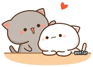 🍥 wontae Katze, niedlich, Cartoon, Liebe, Herz, Tier, kawaii, Pfirsich, Goma telegram sticker