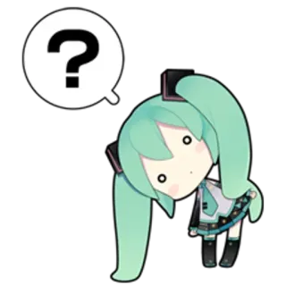 ❓ Hatsune Miku Anime, Vocaloid, Signo de interrogación, Lindo, Confundido telegram sticker