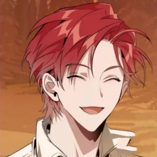 🇦🇱 anime, cartoon, smiling, happy, red hair, male telegram sticker