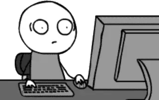 😦 cartoon, computer, typing, keyboard, meme, internet telegram sticker