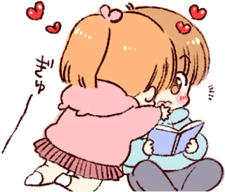 😘 ぎゅっ mignon, amour, câlin, kawaii, animé, manga telegram sticker