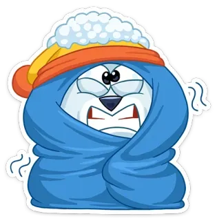 😨 漫画, 冬, 寒い, 毛布, 熊, 怒り, 雪 telegram sticker