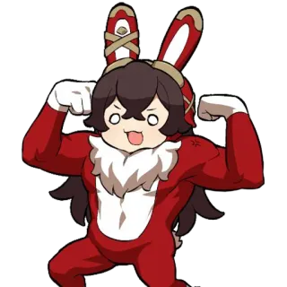 💪 Amber Genshin Impact Anime, Juego, Ámbar, Genshin Impact, Conejo, Divertido telegram sticker