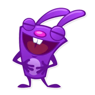 😆 Мультфильм, Кролик, Фиолетовый, Счастливый, Персонаж, Животное whatsapp sticker