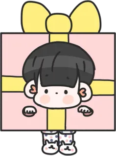 🎁 regalo, presente, carino, cartone animato, personaggio, kawaii, sorpresa, scatola whatsapp sticker