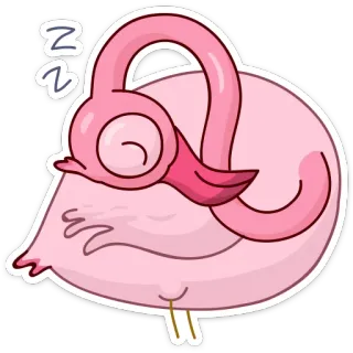😴 Flamingo, schläfrig, Cartoon, Vogel, rosa, Tier, süß telegram sticker