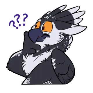 😧 ??? นก, คำถาม, สับสน, การ์ตูน, สัตว์, คิด telegram sticker