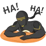 🤭 HA! HA! Ninja, Śmiech, Czarny, Naklejka telegram sticker