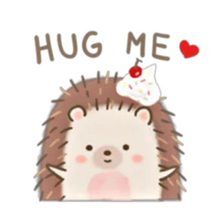 🤗 HUG ME erizo, lindo, abrazo, animal, dibujos animados, amor, kawaii whatsapp sticker