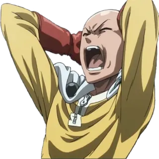 😫 Saitama One-Punch Man Аниме, Супергерой, Сайтама, Злой, В стрессе telegram sticker