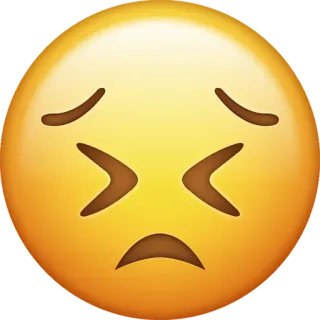 😣 emoji, sad, upset, yellow, face, expression telegram sticker