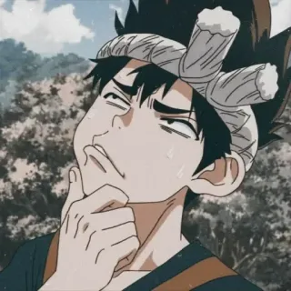 🧐 Senku Ishigami Dr. Stone อนิเมะ, มังงะ, Dr. Stone, เซ็นคู อิชิกามิ, กำลังคิด, วิทยาศาสตร์, ตัวละคร telegram sticker