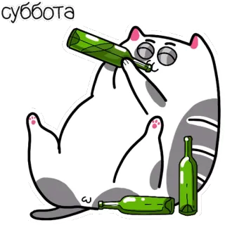 🍾 суббота Katze, Alkohol, Flasche, lustig, Wochenende, Party telegram sticker