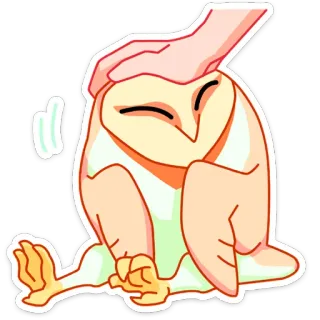 ☺️ coruja, fofo, animal de estimação, animal, adesivo, desenho animado, mão, carinho na cabeça telegram sticker