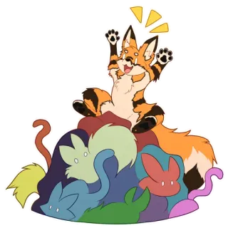 🏆 rubah, binatang, perayaan, berbulu, kartun, bahagia telegram sticker