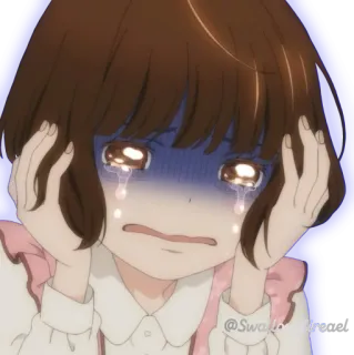 😰 @SwallowTree cô gái anime, khóc, buồn, cảm xúc, hình minh họa, hoạt hình telegram sticker