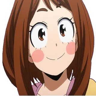 😁 Ochaco Uraraka My Hero Academia Anime, Desenho animado, Ochaco Uraraka, My Hero Academia, Personagem, Feminino telegram sticker