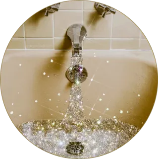 🍯 baignoire, robinet, eau, étincelant, or, salle de bain, luxe telegram sticker