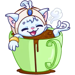 ☕️ Katze, Tasse, Kaffee, Cartoon, Tier, niedlich telegram sticker