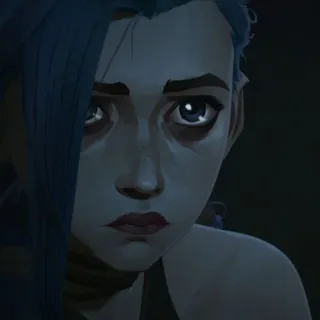 🕳 Jinx Arcane Anime, Triste, Capelli blu, Ragazza, Piangendo telegram sticker