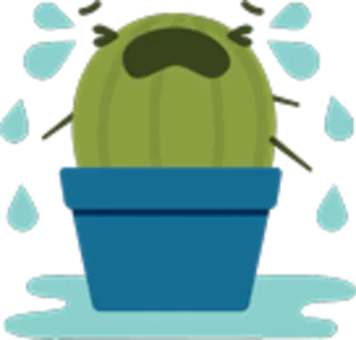 😭 cactus, triste, piangere, pianta, lacrime, emoji, arrabbiato, vaso telegram sticker