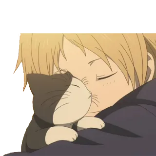 😌 Animé, Chat, Garçon, Câlin, Mignon, Amical telegram sticker