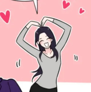😍 만화, 하트, 사랑, 여자, 귀여운, 카와이 whatsapp sticker