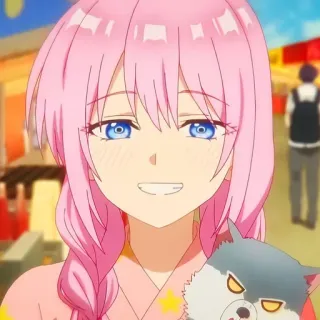 🙂 Anime, Fille, Cheveux roses, Mignon, Personnage, Dessin animé telegram sticker