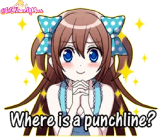 🙏 Where is a punchline? Аниме, Девушка, Милая, Стикер, Панчлайн, Вопрос whatsapp sticker