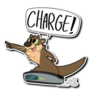 💨 CHARGE! otter, robot, vacuum, animal, cartoon telegram sticker