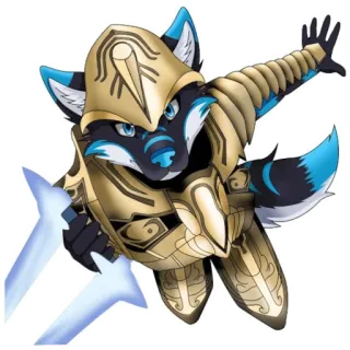 💙 fuchs, rüstung, krieger, fantasy, helm, schwert, tier, fell telegram sticker
