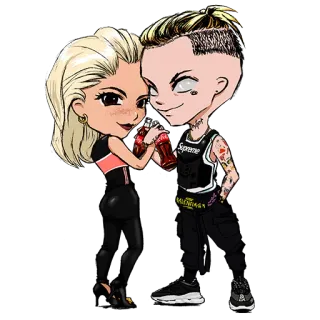 😚 desenho animado, casal, moda, estilo whatsapp sticker