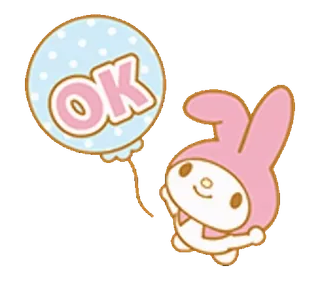 💖 My Melody OK My Melody, Sanrio, bunny, cute, balloon, OK, sticker telegram sticker