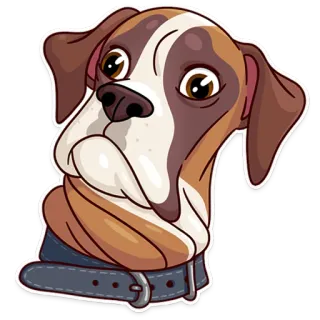 😟 perro, animal, mascota, pegatina, dibujo animado, marrón, blanco whatsapp sticker