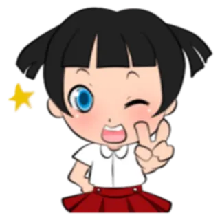 ✌ Dessin animé, Anime, Fille, Clin d'oeil, Étoile, Mignon whatsapp sticker