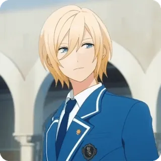🧽 Anime, Blond, Schooluniform, Man, Personage, Blauw pak telegram sticker