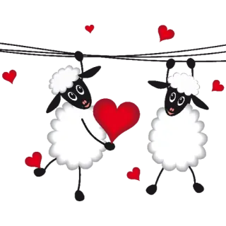 ❤ sheep, love, hearts, animals, cartoon telegram sticker