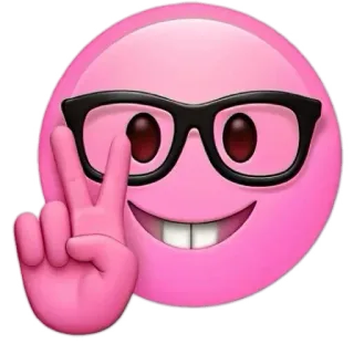 🤓 Biểu tượng cảm xúc, Dấu hiệu hòa bình, Kính, Hồng, Nụ cười, Mọt sách whatsapp sticker