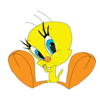 😊 Tweety Bird 트위티, 루니 툰, 만화, 새, 귀여운, 노란 새, 캐릭터 telegram sticker