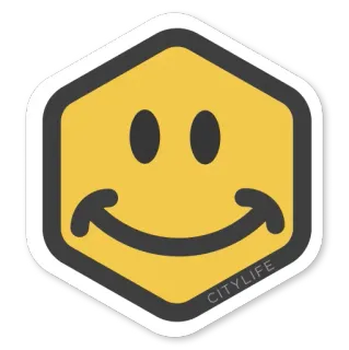 🙂 CITYLIFE 笑顔, 黄色, 幾何学的, 都市生活, 絵文字, 六角形 whatsapp sticker